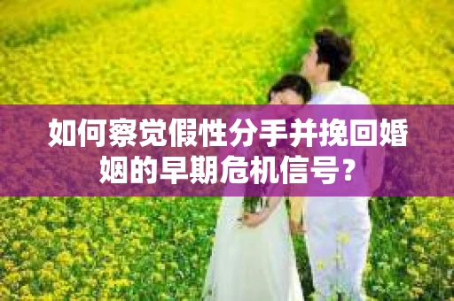 如何察觉假性分手并挽回婚姻的早期危机信号？