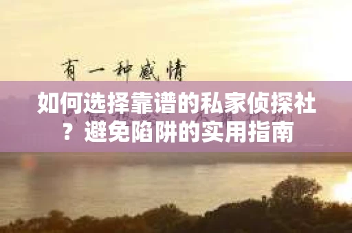 如何选择靠谱的私家侦探社？避免陷阱的实用指南