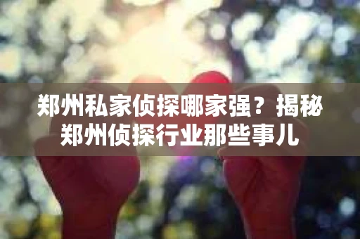 郑州私家侦探哪家强？揭秘郑州侦探行业那些事儿