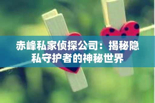 赤峰私家侦探公司：揭秘隐私守护者的神秘世界
