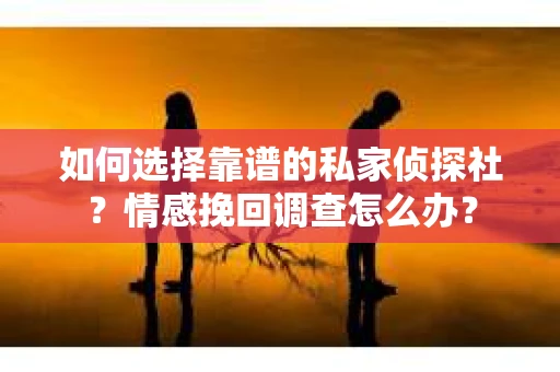 如何选择靠谱的私家侦探社？情感挽回调查怎么办？